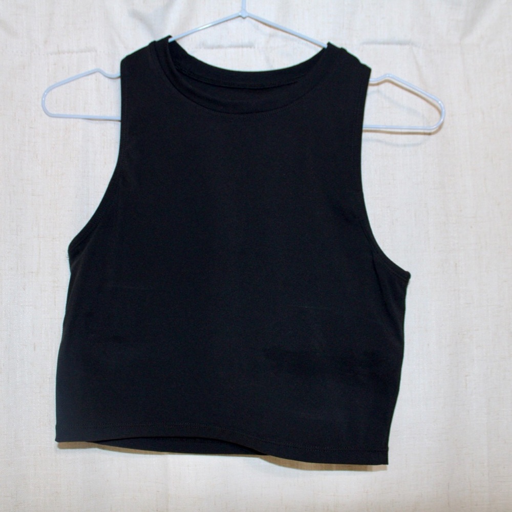 Black Sleeveless Crop Top Built in Bra
